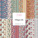 A fabric collage of floral fabrics from the Village Life collection by Tilda.