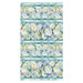 Teal border stripe with packed florals and dragonflies separated by light and dark teal lines.