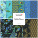 Square collage of metallic fabrics from the Noble Plume collection featuring florals, peacock, and geometric prints.