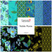 Square collage of metallic fabrics from the Noble Plume collection featuring florals, peacock, and geometric prints.