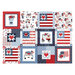 Full 32" length repeat of a patriotic red, white, and blue cheater fabric.