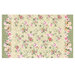 White and sage double border panel featuring a cascading watercolor rose pattern on a metallic lattice background.