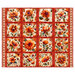 Mosaic panel featuring 16 patches of crimson and orange mosaic flowers.