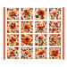 Mosaic white panel featuring 16 patches of crimson and orange mosaic flowers.