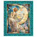 Mosaic panel of a moonlit fairy in a soft multicolor dress with a teal gem border.