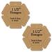 Two hexagonal cardboard tags labeled 1-1/2" Hexagon with Tack It Easy.