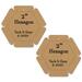 Two hexagonal cardboard tags labeled 2" Hexagon with Tack It Easy.