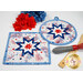 A shot of both the round and square hot pads, demonstrating stitching and binding details, staged with flowers and kitchen décor.