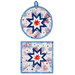 The completed Celebrate The USA Folded Star Hot Pad in both the round and square options, isolated on a white background. 