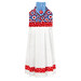 The completed Hanging Towel Kit colored in red, white, and blue fabrics from the Celebrate The USA collection from Benartex, isolated on a white background. 