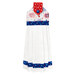 The completed Hanging Towel Kit colored in red, white, and blue fabrics from the Celebrate The USA collection from Benartex, isolated on a white background. 