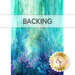 A swatch of cyan, blue, and purple fabric displaying an ombre print of a lush coral reef. A transparent banner at the top reads "Backing."