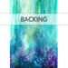 A swatch of cyan, blue, and purple fabric displaying an ombre print of a lush coral reef. A transparent banner at the top reads "Backing."