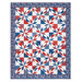 The finished Playing Favorites Quilt, colored in red, white, and blue fabrics from the Front Porch Charm collection, isolated on a white background. 