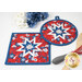 A shot of both the round and square hot pads, demonstrating fabric colors and prints.