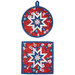 The completed Front Porch Charm Folded Star Hot Pad in both the round and square options, isolated on a white background.