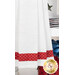 A close up on the bottom of the towel, showing details on the fabric stripe.