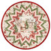 The completed Point of View Folded Star Table Topper, colored in soft pink, cream, and red fabrics from the Christmas Magic collection, isolated on a white background. 