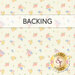 A cream fabric with tossed floral clusters. A banner at the top reads "backing" and a gold "Shabby Fabrics" logo sits in the bottom right corner. 