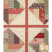 A close up on the patchwork, demonstrating fabric print and color details.