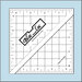 The 4.5" Half-Square Triangle Ruler isolated on a blue background. 
