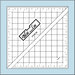 The 5.5" Half-Square Triangle Ruler isolated on a blue background. 