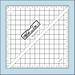 The 6.5" Half-Square Triangle Ruler isolated on a blue background. 
