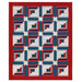 The completed Steadfast Quilt, colored in red, white, and blue fabrics from the Seasonal Basics collection by Riley Blake Designs, isolated on a white background.