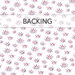 A swatch of white fabric with red and blue fireworks; a translucent banner across the top reads "Backing".