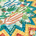 Super close up on the table topper showing fabric details and colors on the folded points.