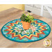 The topper staged on a wooden table with a terra cotta pot holding green succulents in the center.