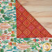 A shot of the napkin, partially folded, demonstrating the reversible prints.