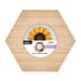 Hexagonal embroidery hoop frame with wood veneer finish.