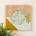 Painted square embroidery hoop frame with wood veneer finish.