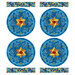 A blue Hanukkah themed fabric panel with instructions and patterns for making 4 placemats and napkin rings. 