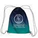 The Shabby Fabrics Drawstring bag with it straps cinched and isolated on a white background. 