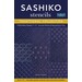 Front of the pattern booklet featuring 9 sashiko designs stitched onto fabric, along with the title and designer information.