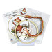 The contents of the Fox cross stitch picture kit, including fabric, needle, hoop, floss, and the pattern.