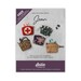 Front cover of pattern showing five versions of the completed Jean bag, staged on a white marble countertop.