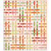 The completed Basket Case Quilt, colored in white, orange, yellow, green, and pink fabrics from the Peach Cobbler collection by Riley Blake Designs, isolated on a white background. 