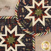 A closer look at the two Folded Star Hot Pads, demonstrating fabric color and print details.