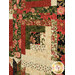 A super close up on one of the log cabin blocks, demonstrating fabric print and color details.