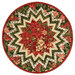 The completed topper, colored in red, cream, and green metallic fabrics from the Merry Manor Metallic 2025 collection from Moda Fabrics, isolated on a white background. 