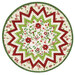 The completed Point of View Folded Star Table Topper, colored in bright green, red, and cream fabrics from the Peppermint & Pine collection, isolated on a white background. 