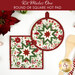 The two completed Folded Star Hot Pads colored in red, green, and white fabrics from the Peppermint & Pine collection by Marcus Fabrics, one round and one square, slightly overlapping each other and staged on a white table with coordinating décor.