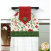 A super close up on the top of the towel, demonstrating fabric colors on the prints and fabric button.