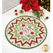 The completed Point of View Folded Star Table Topper, colored in bright green, red, and cream fabrics from the Peppermint & Pine collection, staged on a white table with coordinating décor.