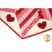 A super close up on one corner of the topper, demonstrating fabric color and print details.