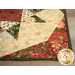 A super close up on the patchwork of the runner, demonstrating fabric prints and colors.