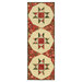 The completed Any 12 Will Do Table Runner, colored in cream, green, and red metallic fabrics from the Merry Manor Metallic 2025 collection by Moda Fabrics, isolated on a white background. 